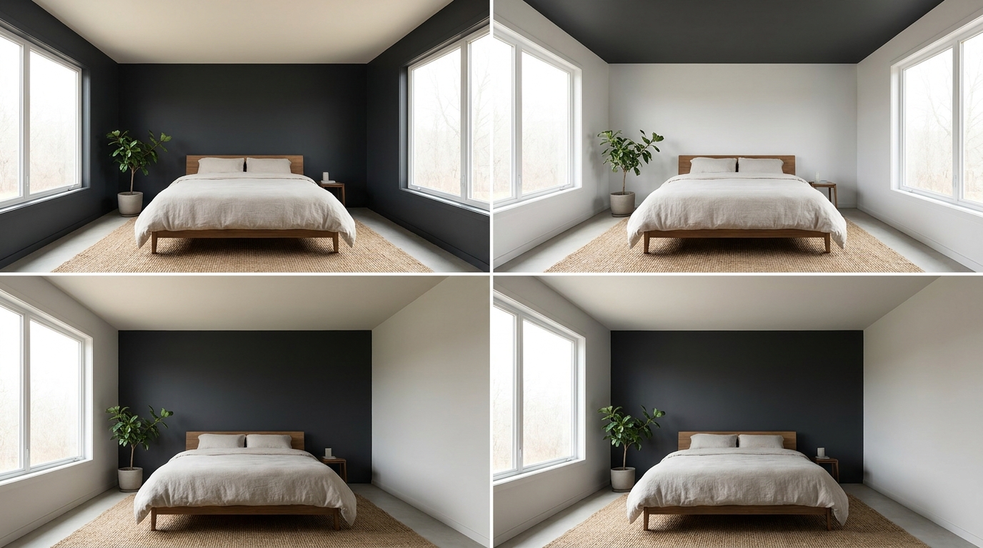 One Bedroom, Four Feelings: What Changes When You Move the Dark Paint