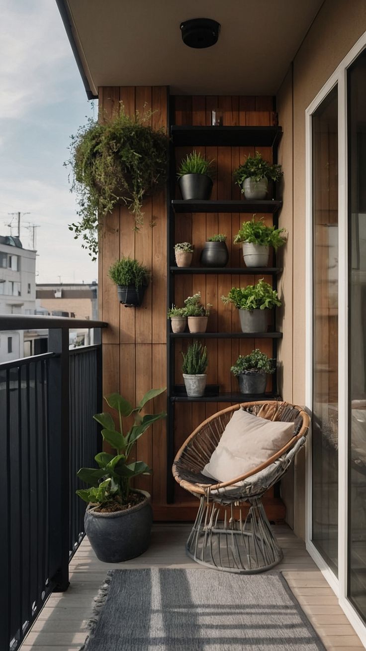 earthy boho balcony with cladding — real Indian home