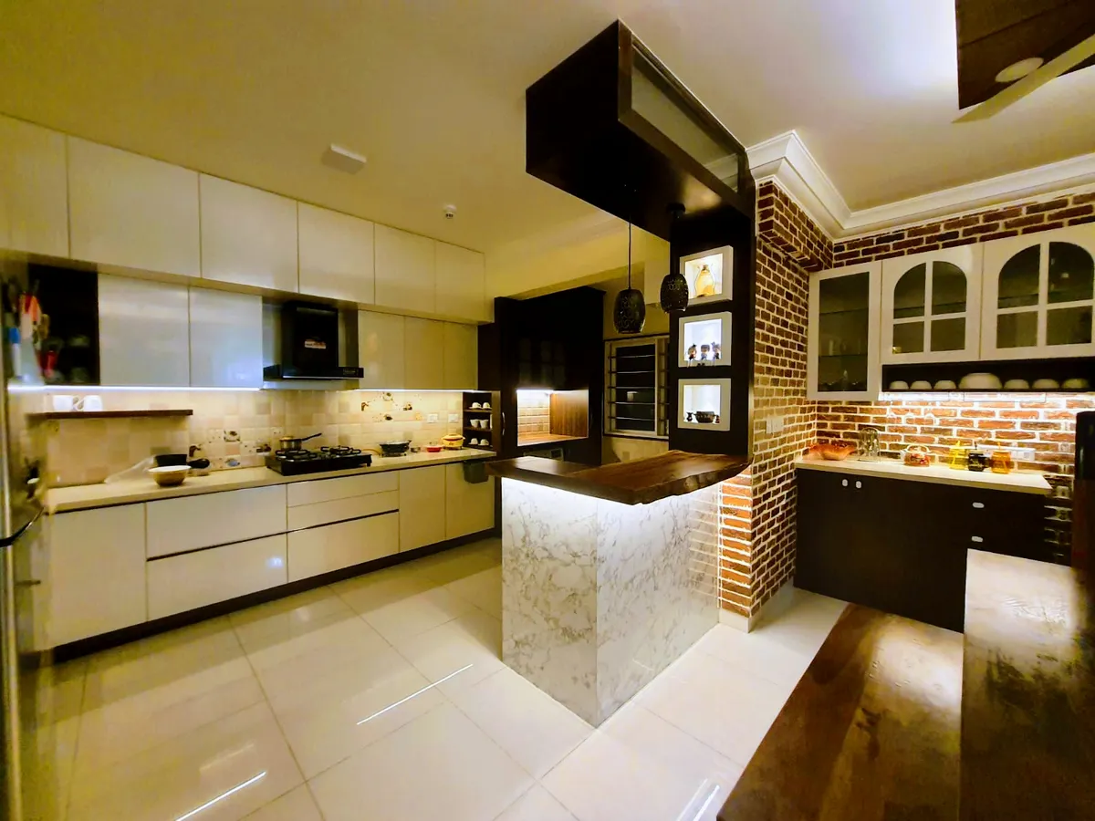 earthy industrial kitchen with layout — real Indian home