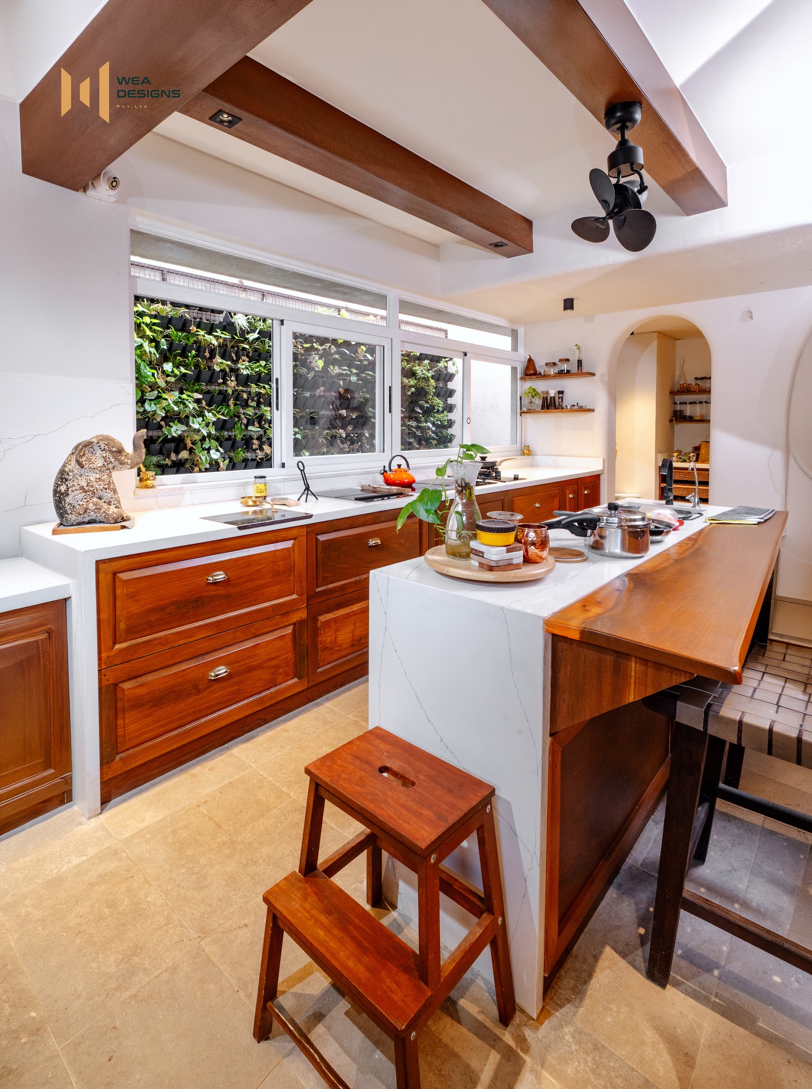 beige traditional kitchen with layout — real Indian home