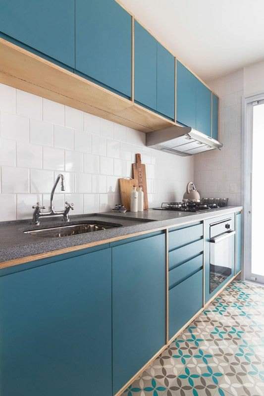 jewel tone scandinavian kitchen with layout — real Indian home