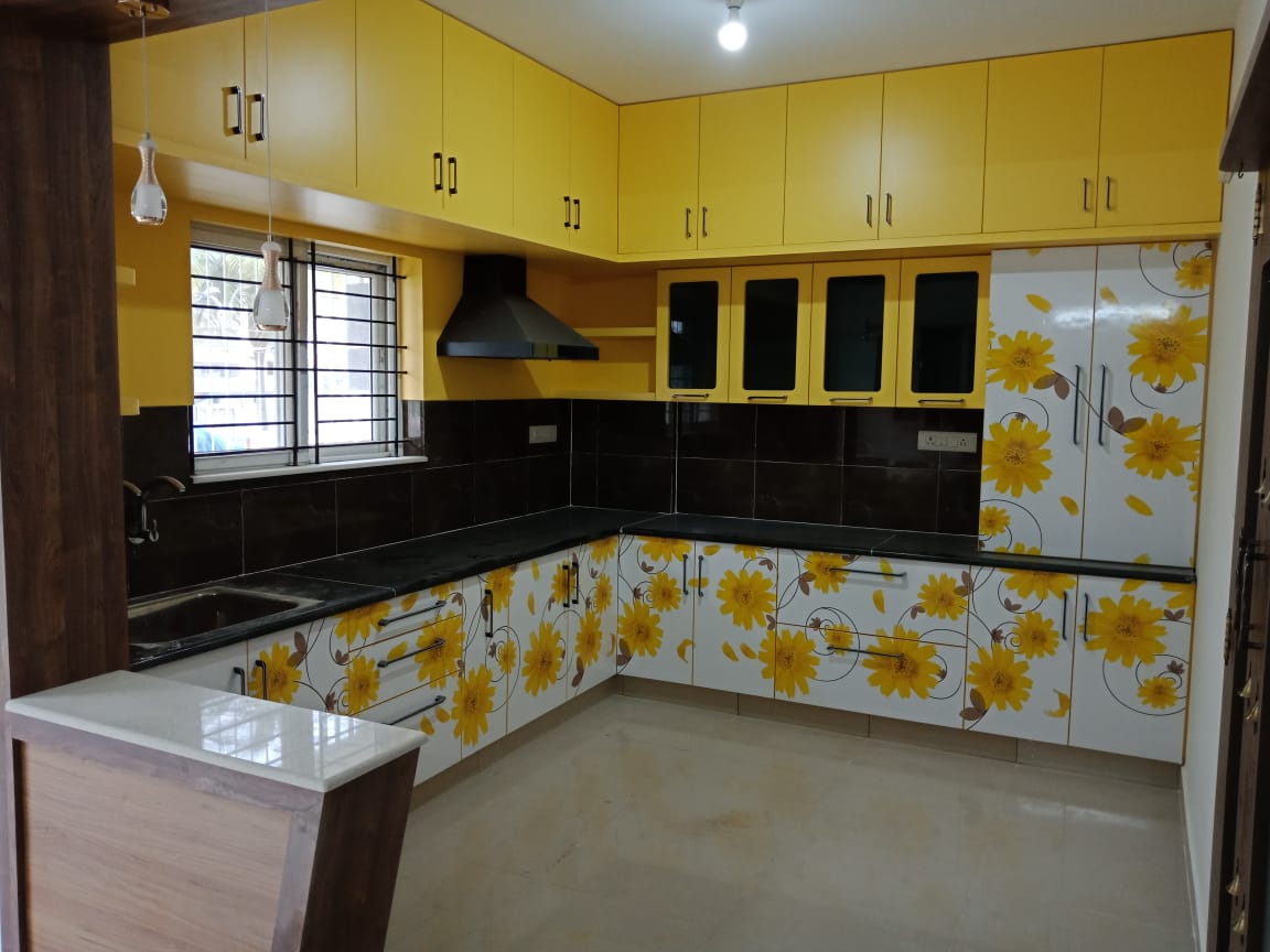 bold colour boho kitchen with layout — real Indian home