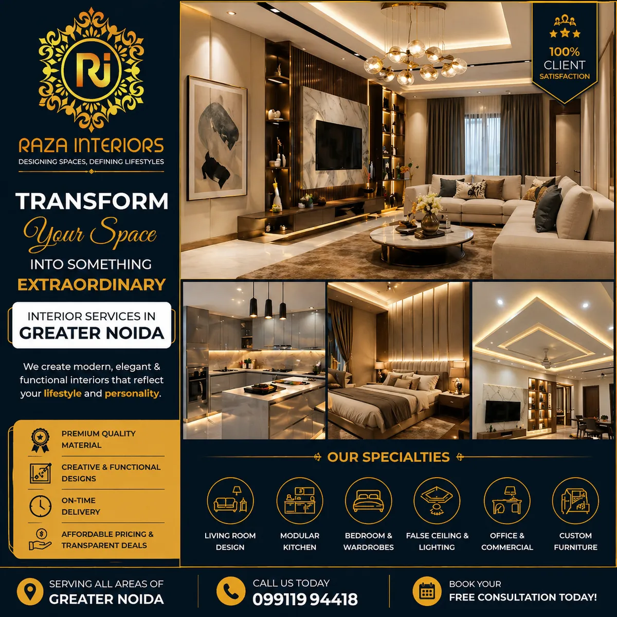 Raza interiors — interior design portfolio in Greater Noida